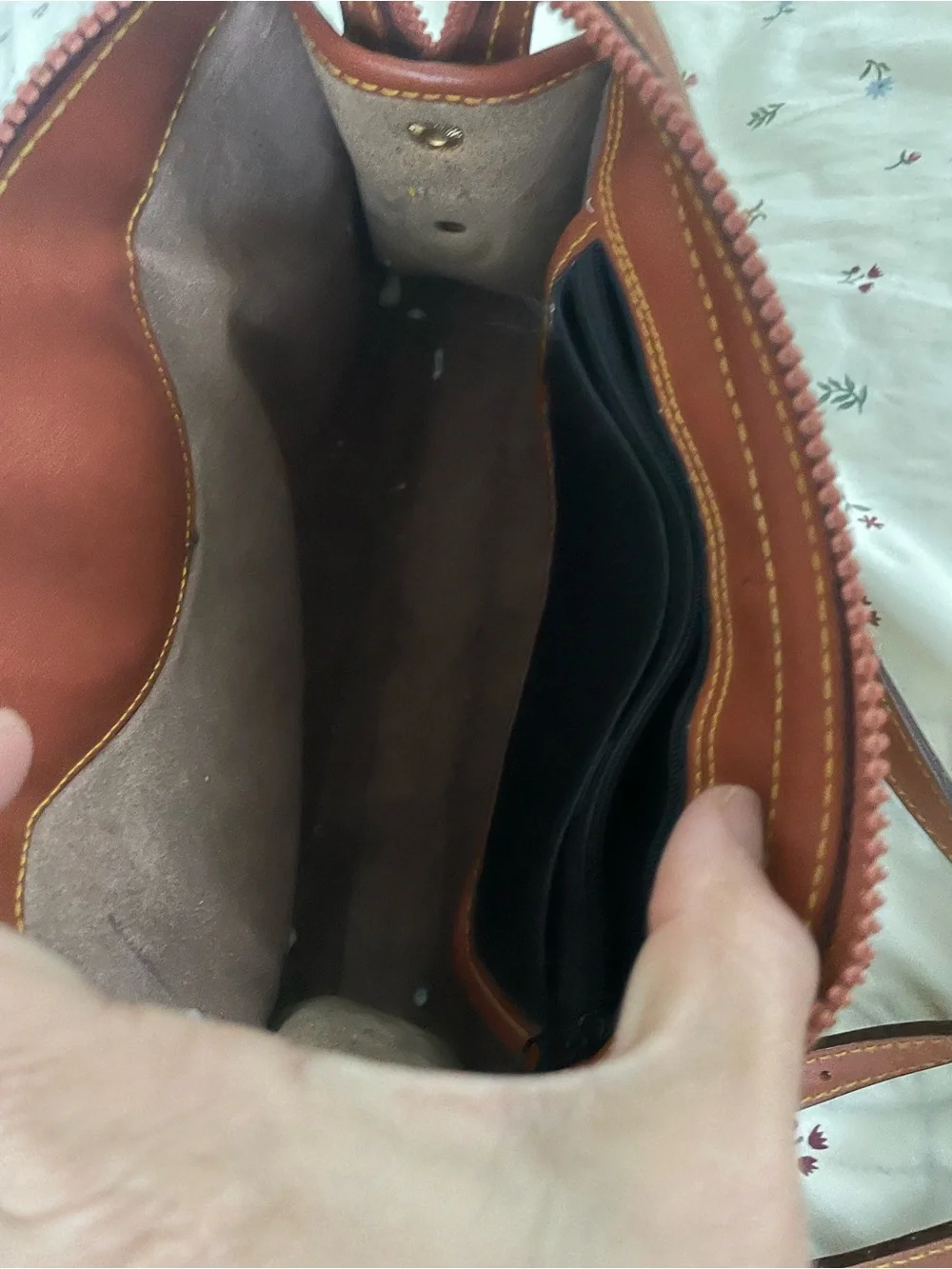 Dooney & Bourke Pebbled Leather Crossbody in Green with Brown Trim